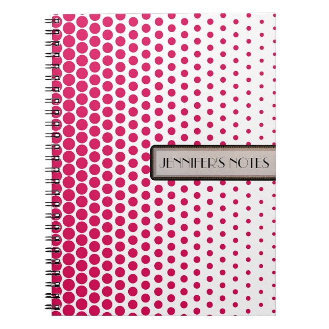 Debian Red Polka Dot Elegant Modern White Spiral Notebook (Front)