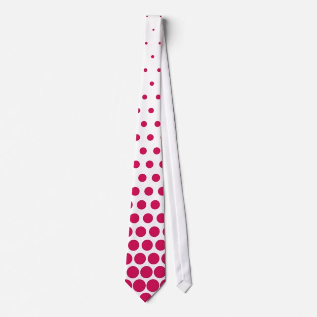 Debian Red Polka Dots Modern White Tie (Front)