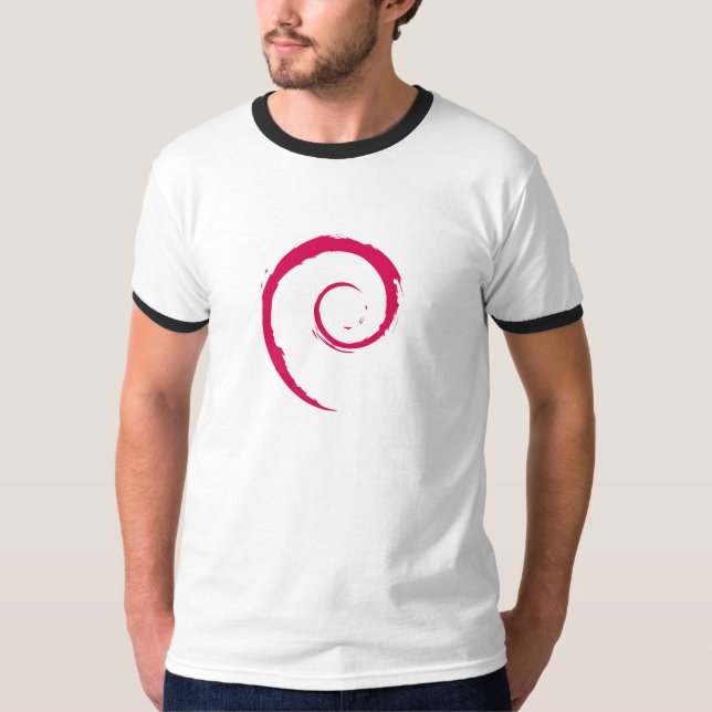 Debian Ringer T-Shirt, White/Black T-Shirt (Front)