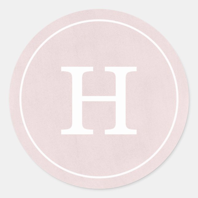 Debonair Blush Pink Monogram Classic Round Sticker (Front)