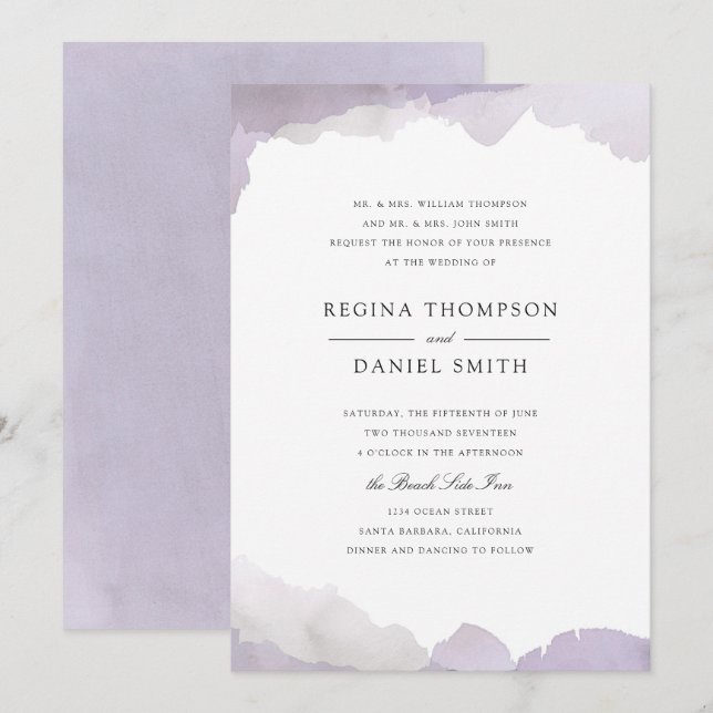 Debonair Lavender Wedding Invitation (Front/Back)