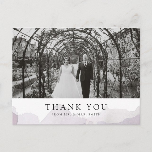 Debonair Lavender Wedding Thank You Postcard (Front)