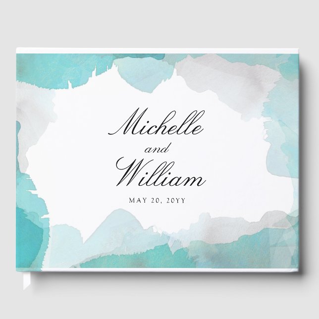 Debonair Turquoise Wedding Guest Book (Front)