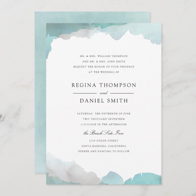 Debonair Turquoise Wedding Invitation (Front/Back)