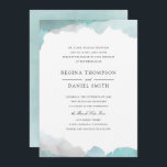 Debonair Turquoise Wedding Invitation<br><div class="desc">An elegant wedding invitation design featuring a light turquoise watercolor painted border on a white background designed by Shelby Allison.</div>