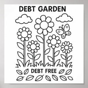 Debt Garden Payoff Tracker Colouring Sheet  Poster