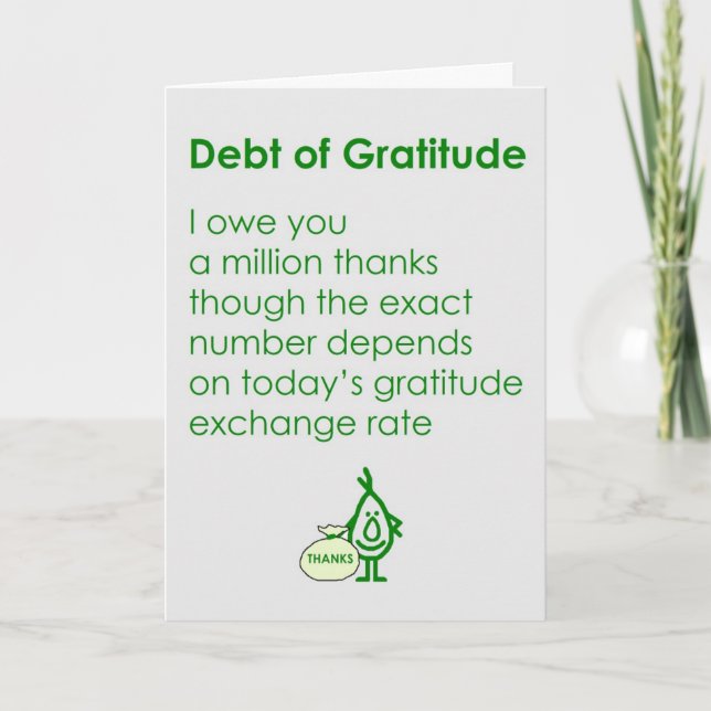 Debt of Gratitude Thank You Card (Front)