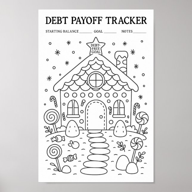 Debt Payoff Gingerbread House Tracker  Poster (Front)
