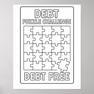 Debt Puzzle Challenge Payoff Tracker Double Sided  Poster