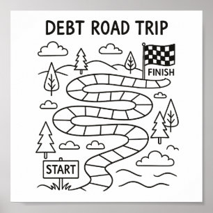 Debt Road Trip Payoff Tracker Colouring Sheet  Poster