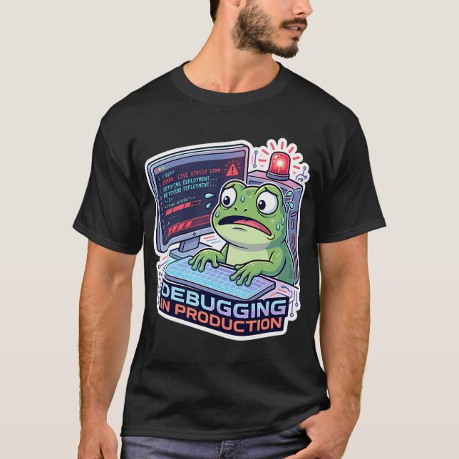 Debugging In Production Frog - Funny Programmer &  T-Shirt (Front)