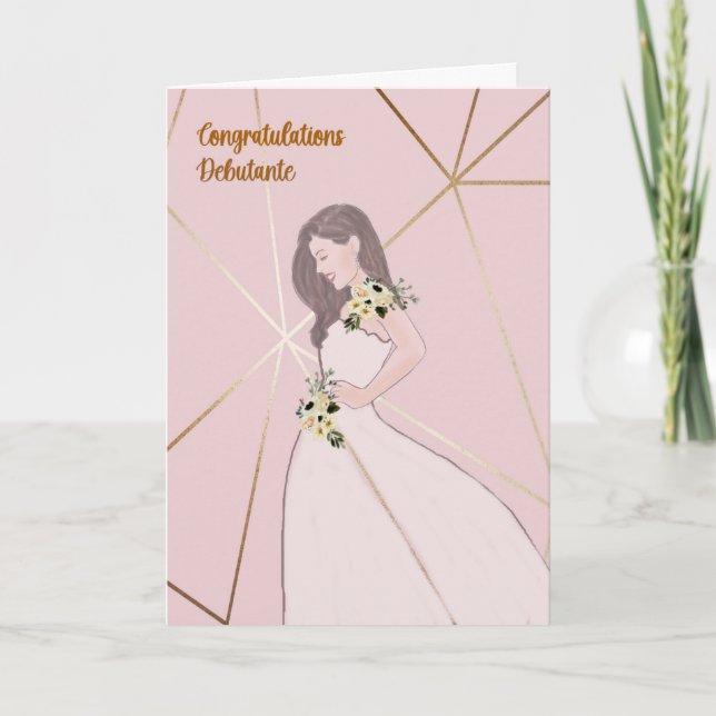 Debutante Congratulations Light Pink Card (Front)