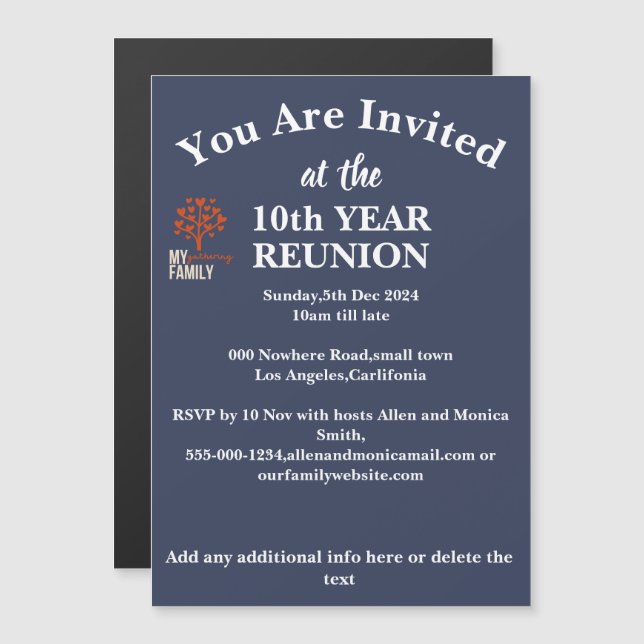 Decade Of Family Love Celebration Magnetic Invitation (Front/Back)