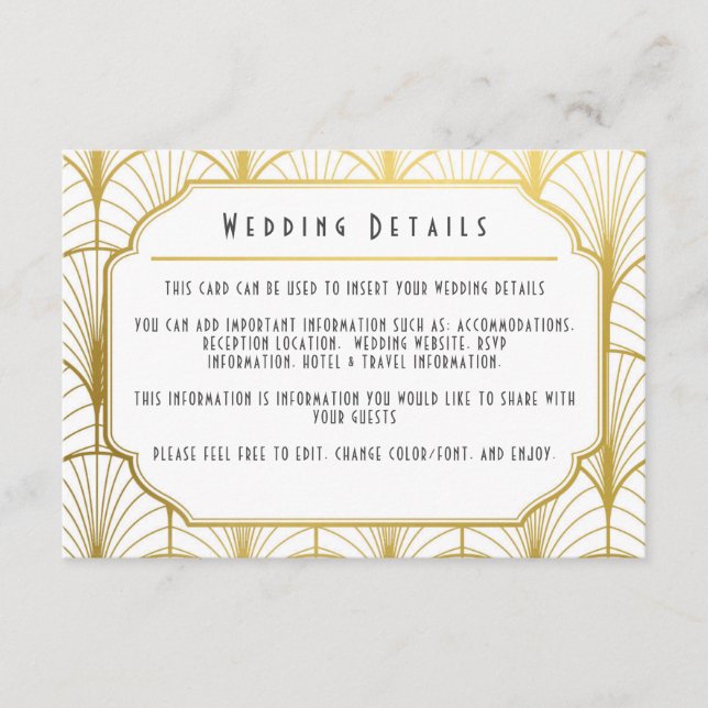 Decadence Golden Art Deco Invitation (Front)