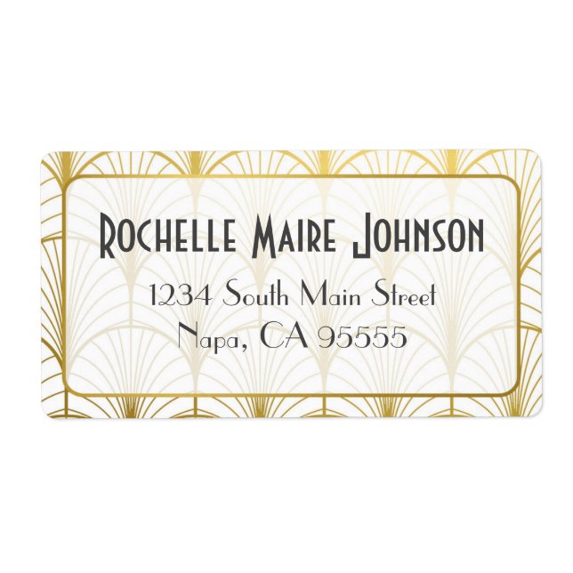 Decadence Golden Art Deco Shipping Address Labels (Front)