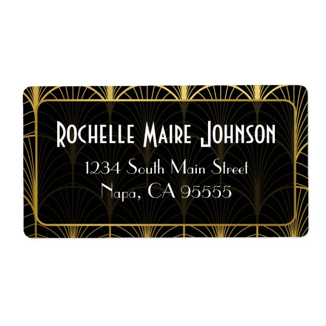 Decadence Golden Art Deco Shipping Address Labels (Front)