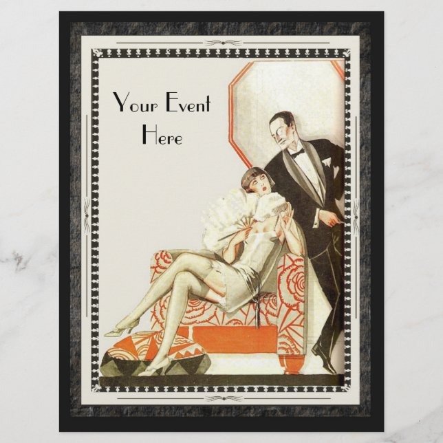 Decadent 1920s Art Deco Avant Garde Couple Custom Flyer (Front)