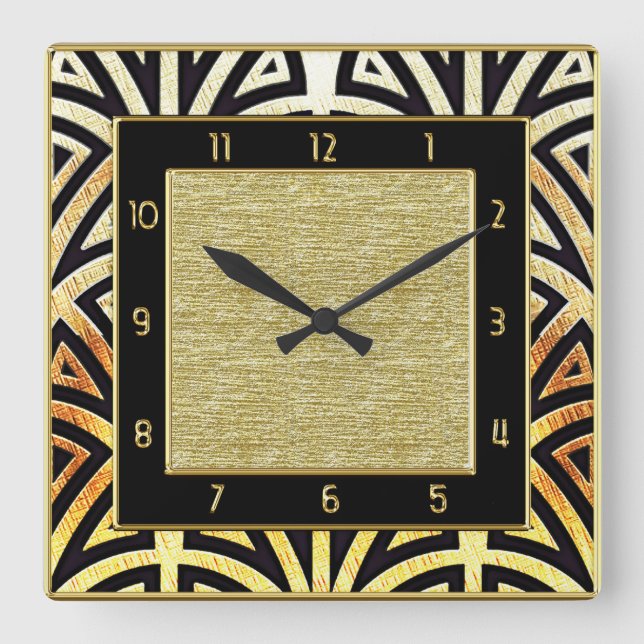 Decadent Art Deco Style Square Wall Clock (Front)