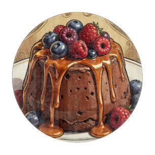 Decadent Chocolate Caramel Berry Cake Cutting Board