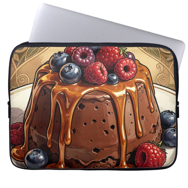 Decadent Chocolate Caramel Berry Cake Laptop Sleeve (Front)