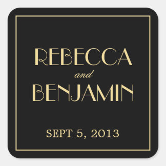 Decadent Deco elegant chic black wedding favour ta Square Sticker