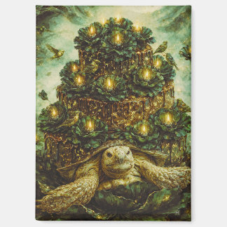 Decadent Forest cake turtle with flowers and birds Magnet