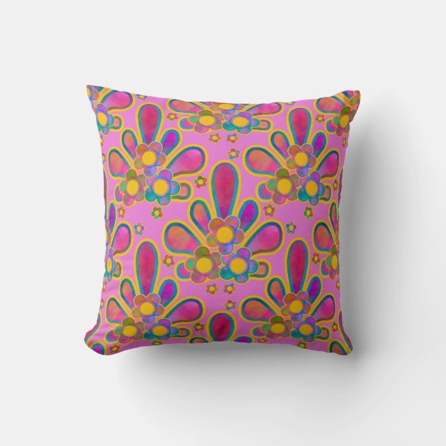 Decadent Guilded Retro Watercolor Ploomf at Sunset Cushion (Front)