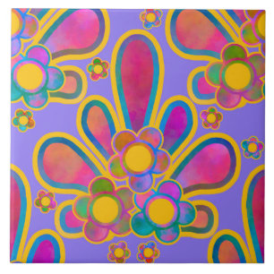 Decadent Guilded Retro Watercolor Ploomf Twilight Tile