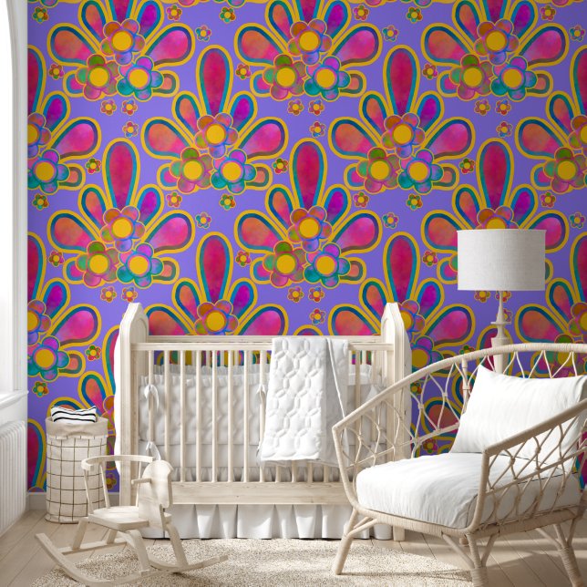 Decadent Guilded Retro Watercolor Ploomf Twilight Wallpaper (Kids)