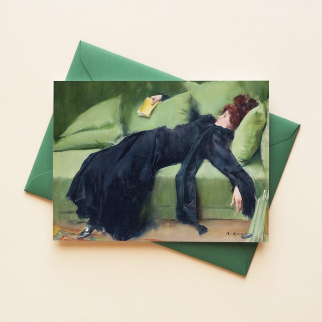 Decadent Young Woman Ramon Casas Vintage Art Card (Creator Uploaded)