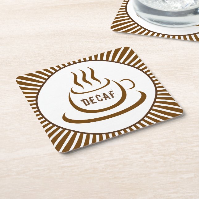 Decaf Coffee Square Paper Coaster (Angled)