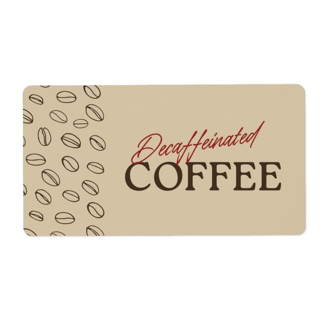 Decaffeinated Coffee Label – Retro Coffee Beans (Front)