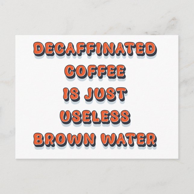 Decaffinated coffee cool funny vintage retro humou postcard (Front)