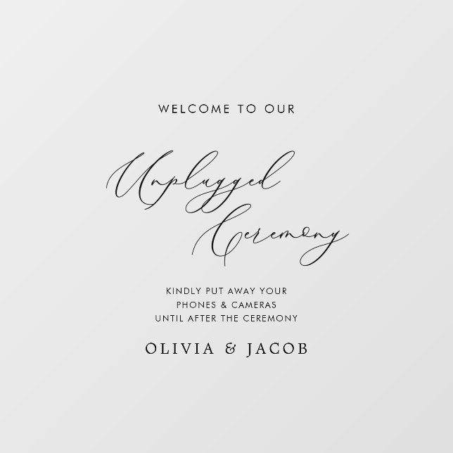 Decal Sticker For Unplugged Ceremony Modern Sign (Sheet)