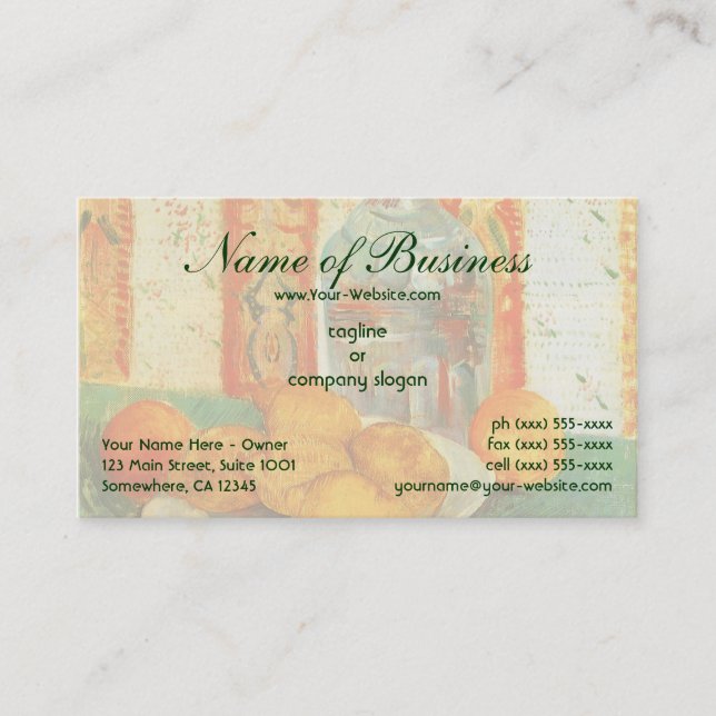 Decanter and Lemons on Plate; Vincent van Gogh Business Card (Front)