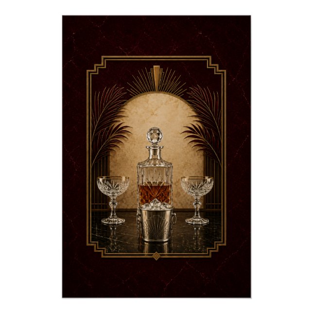 Decanter Still Life Art Deco Poster | Bar Art (Front)