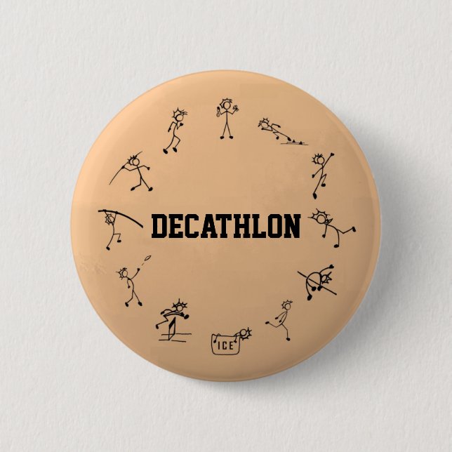 Decathlon Stickman Track and Field Athletics 6 Cm Round Badge (Front)