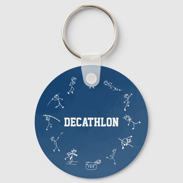 Decathlon Stickman Track and Field Athletics Blue Key Ring (Front)