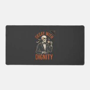 Decay With Dignity Vintage Skeleton Coffee Hallowe Desk Mat