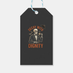 Decay With Dignity Vintage Skeleton Coffee Hallowe Gift Tags