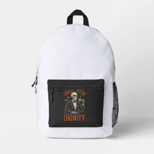 Decay With Dignity Vintage Skeleton Coffee Hallowe Printed Backpack