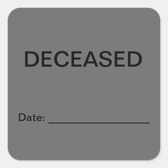 Deceased Patient Medical Chart Labels (Front)