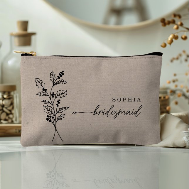 Decembe Birth Month Flower Personalised Bridesmaid Accessory Pouch (Creator Uploaded)