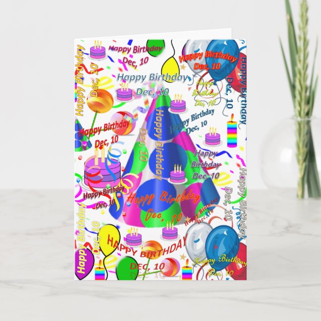 December, 10 Birthday Greeting Card Folded (Front)