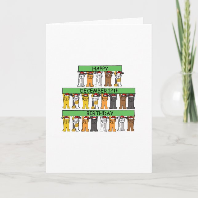 December 12th Birthday Cats Card (Front)