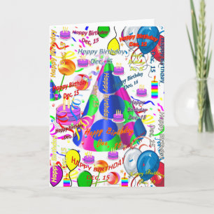 December, 15 Birthday Greeting Card Folded
