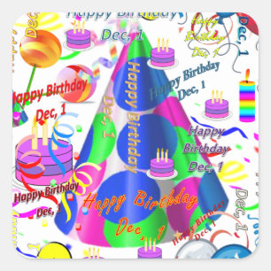December, 1 Kids Birthday Stickers