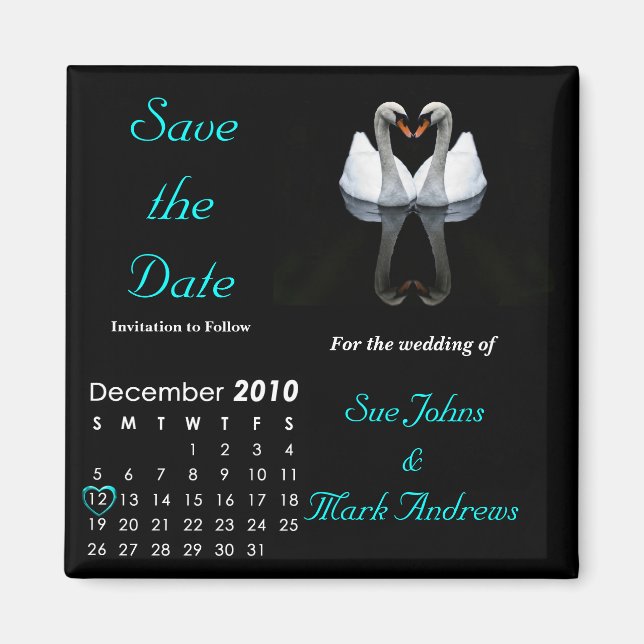 December 2010 Save the Date, Wedding Announcement Magnet (Front)