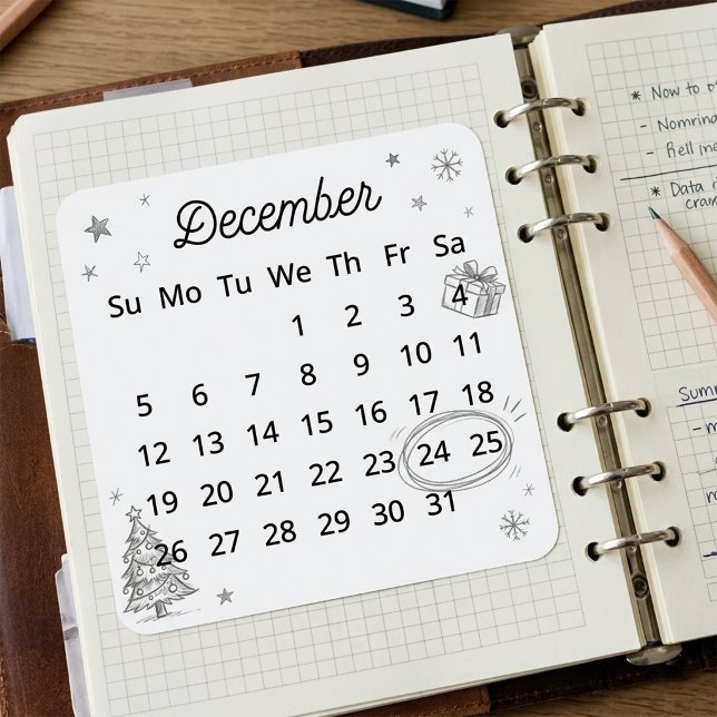 December 2027 Flex Start Calendar  Square Sticker (Creator Uploaded)