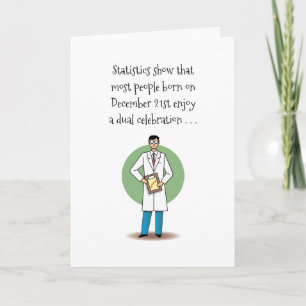 December 21st Birthday Christmas Holiday Card